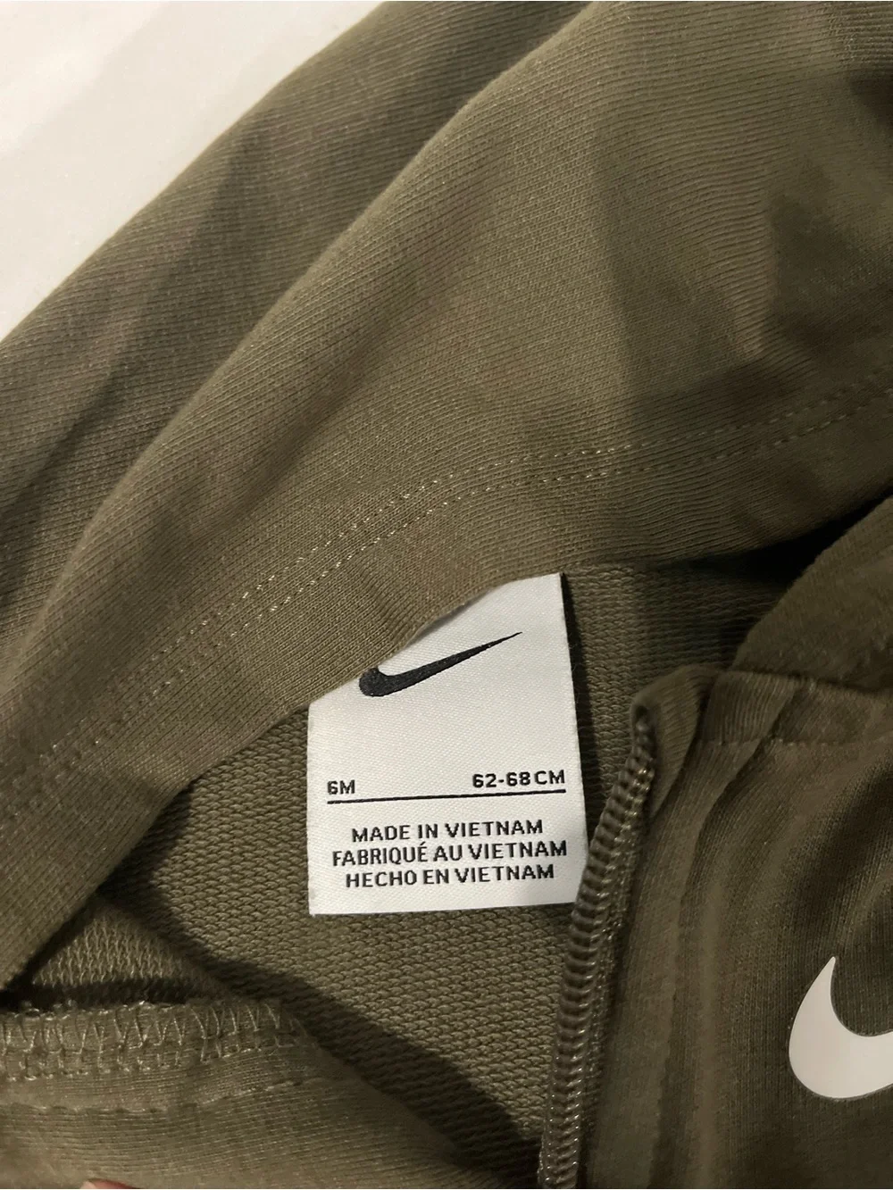 Nike Olive Green/army green Hooded Baby One-Piece 6 months
